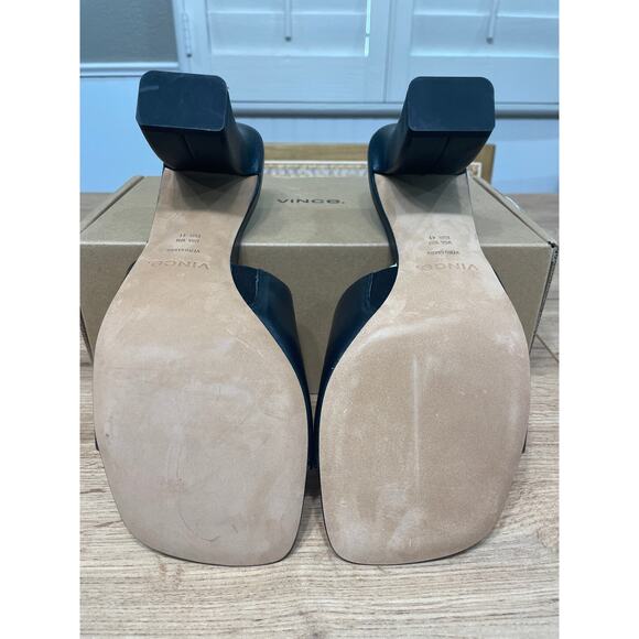 Vince Lulu Heel Sandals Black Leather Size 10 US 41 EU NIB Timeless Minimalist - Picture 11 of 14